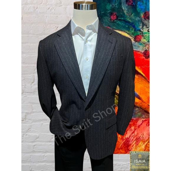 Isaia Other - Vintage 90's Isaia Blazer 42R Gray Brown Stripe Flannel Cashmere Sport Jacket